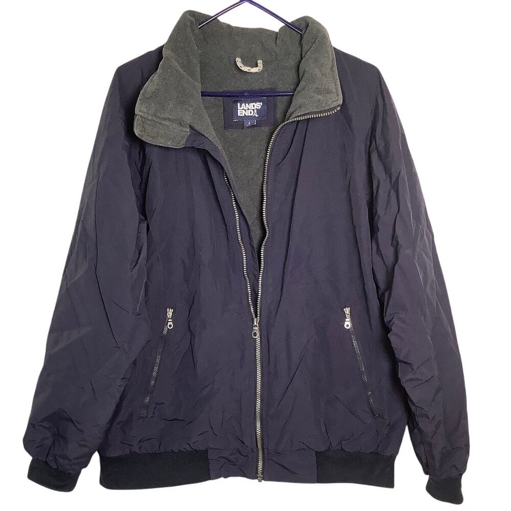 Lands' End Men's Large Navy Squall Fleece Lined Jacket Vintage Gorpcore HR12-13